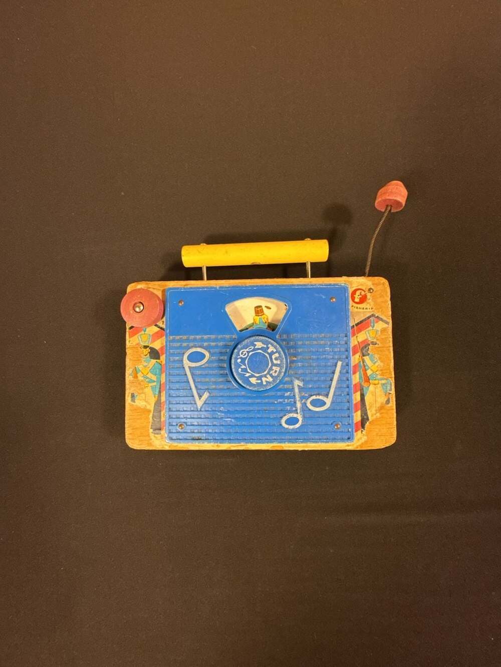 Vintage 1960s Fisher-Price Jack and Jill Wood TV-Radio Music Box Toy